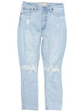 Abercrombie & Fitch Jeans High Rise Skinny Light Blue Wash Distressed 26/2 SHORT